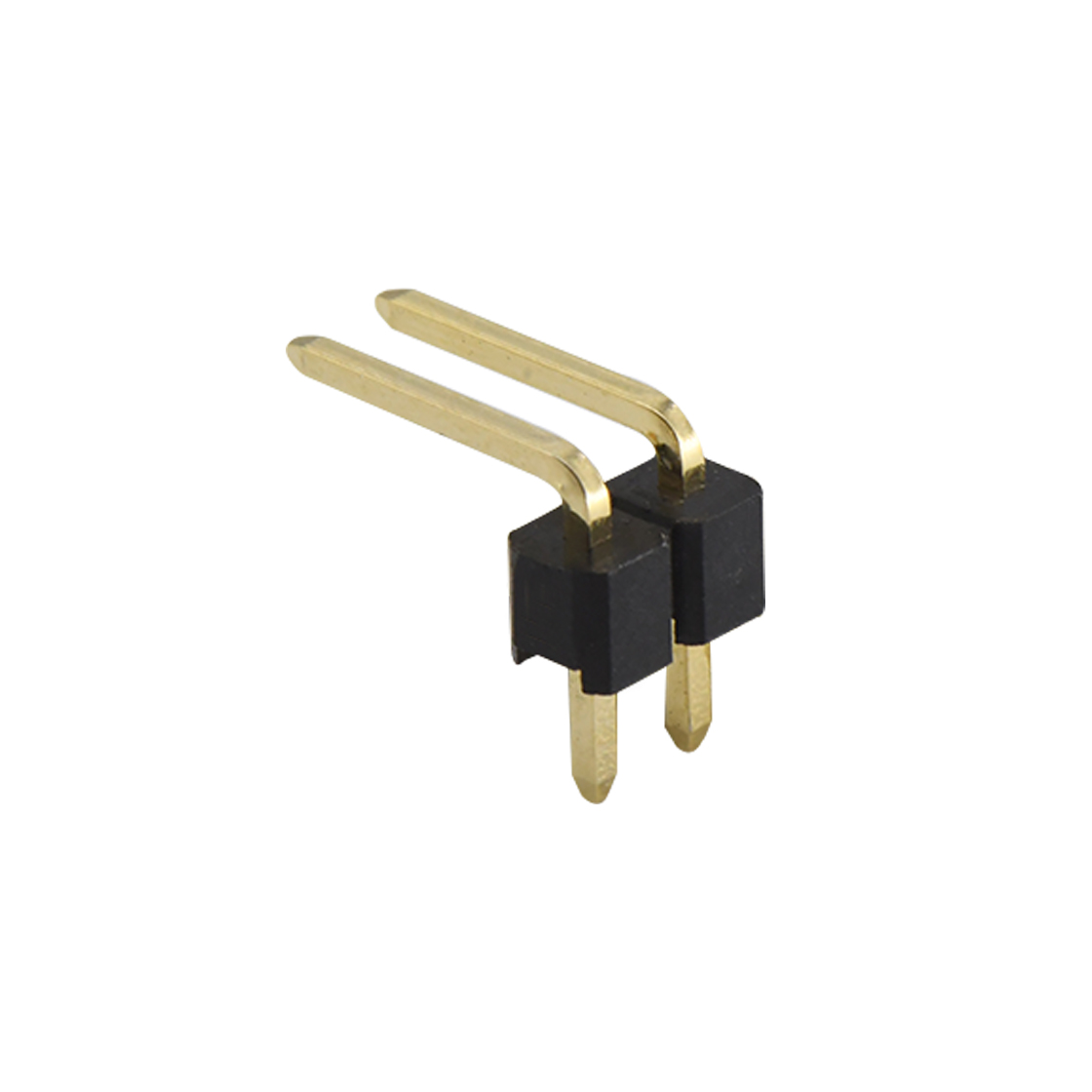 PH2541 排针连接器 Pitch 2.54mm 90° 单排 DIP 单塑排针 弯平面 PC :6.0MM 02Pin 黑色 镀全金G/F